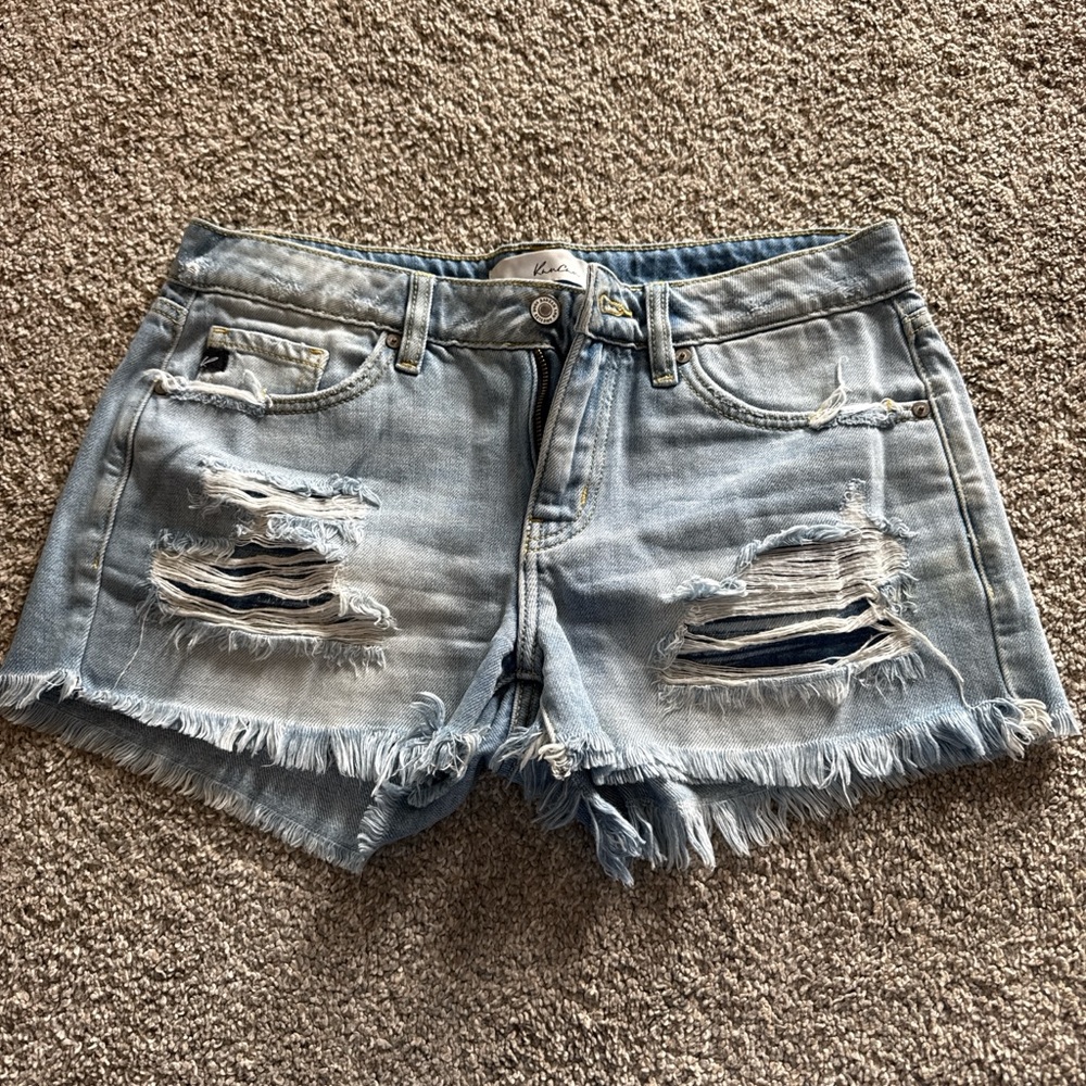 KanCan Light Blue Distressed Denim Shorts